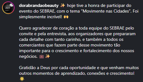 Depoimento Instagram